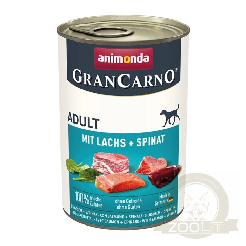 ChatGPT powiedział: Animonda GranCarno Adult Dog Łosoś & Szpinak 400g