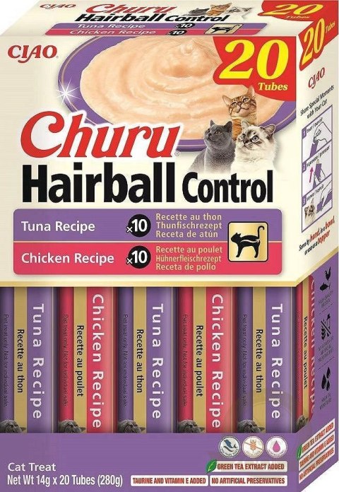 Inaba Churu Hairball Control Przysmak Dla Kotów Kurczak Tuńczyk 20x14g
