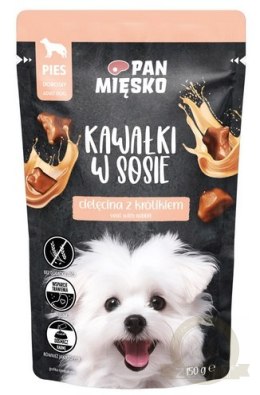 Pan Mięsko Karma mokra dla psa - cielęcina z królikiem kawałki w sosie saszetka 150g