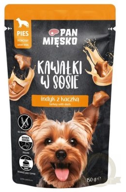 Pan Mięsko Karma mokra dla psa - indyk z kaczką kawałki w sosie saszetka 150g