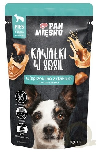 Pan Mięsko Karma mokra dla psa - wieprzowina z dzikiem kawałki w sosie saszetka 150g