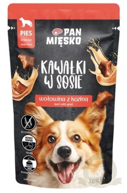 Pan Mięsko Karma mokra dla psa - wołowina z koziną kawałki w sosie saszetka 150g