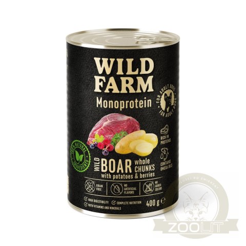 WILD FARM Monoprotein Wild Boar 400g - hipoalergiczna karma dla psa