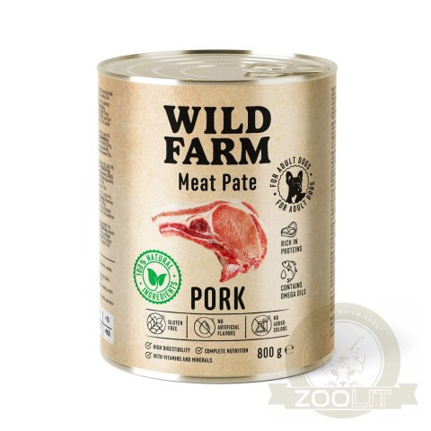 Wild Farm Pate Pork 800g - Mokra Karma z Wieprzowiną dla Psów