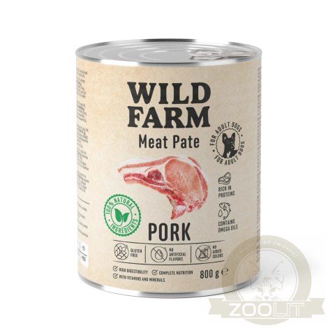 Wild Farm Pate Pork 800g - Mokra Karma z Wieprzowiną dla Psów