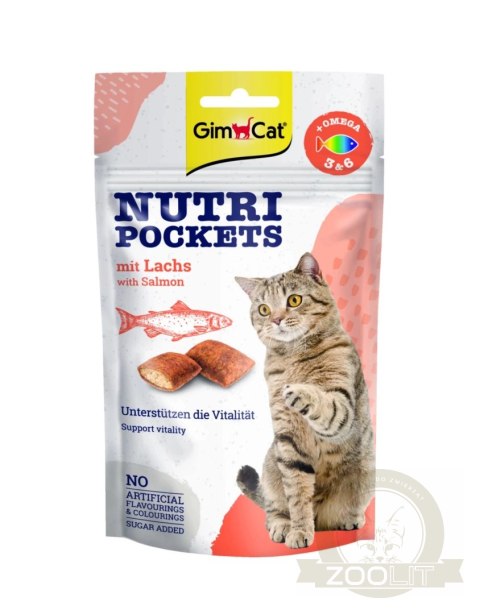 Gimcat Nutri Pockets Przysmak Łosoś Z Omega 3&6 Dla Kotów 60g