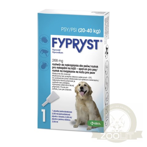 Krka Fypryst Spot On Na Pchły I Kleszcze Dla Psa 20-40kg 1 Pipeta