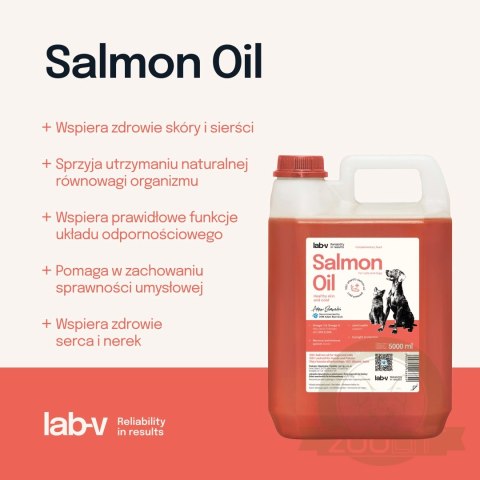 Lab-V Olej Z Łososia 100% Dla Psa I Kota W Każdym Wieku 5000ml Tłoczony Na Zimno