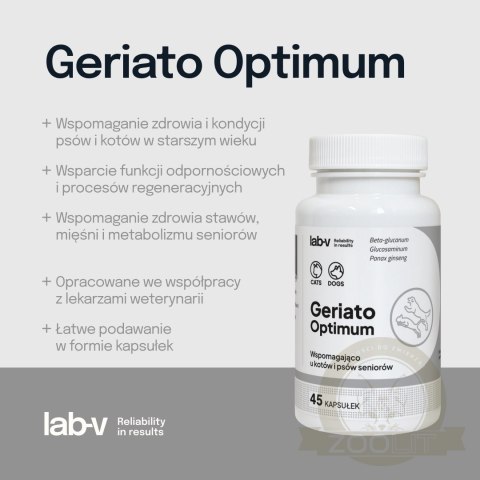 Lab-v Geriato Optimum Wspomaganie Zdrowia Seniorów Dla Psów I Kotów 45 Kapsułek