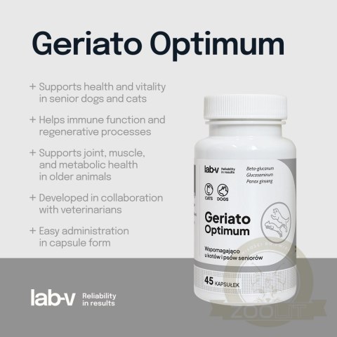 Lab-v Geriato Optimum Wspomaganie Zdrowia Seniorów Dla Psów I Kotów 45 Kapsułek