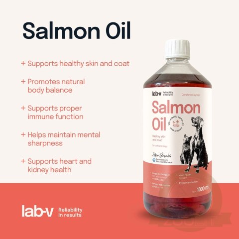 Lab-v Olej Z Łososia 100% Dla Psa i Kota 1000ml
