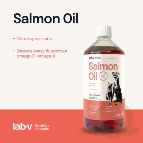 Lab-v Olej Z Łososia 100% Dla Psa i Kota 1000ml
