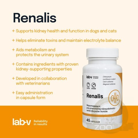 Lab-v Renalis Wsparcie Przy Przewlekłej Niewydolności Nerek Dla Psów I Kotów 45 Kapsułek