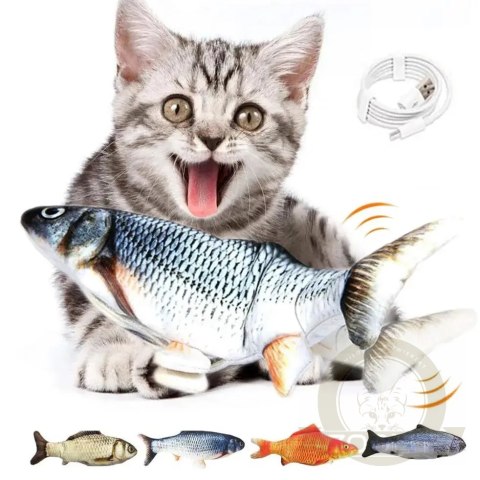 NUXIE® Pluszowa Zabawka Rybka Dla Kota Z Kocimiętką USB 28 Cm