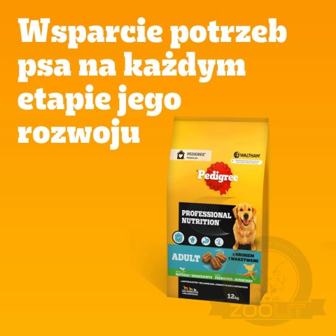 Pedigree Adult Professional Nutrition Drób Warzywa 12kg