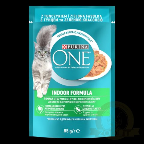 Purina One Indoor Formula Karma Dla Kota Z Tuńczykiem I Zieloną Fasolką 85g