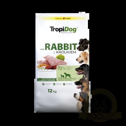 Tropidog Premium Adult Medium & Large Breeds Bogaty W Królika I Ryż 12kg