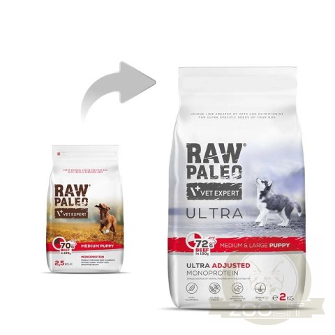 Vetexpert Raw Paleo Ultra Karma Dla Szczeniąt Medium/Large Wołowina 2kg