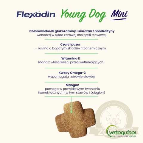 Vetoquinol Flexadin Young Dog Mini Kąski Dla Psa 60 Sztuk