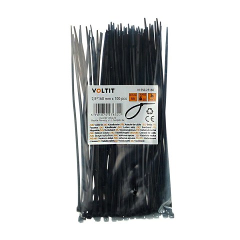 Opaska kablowa 2,5*160 nylon 66 czarna