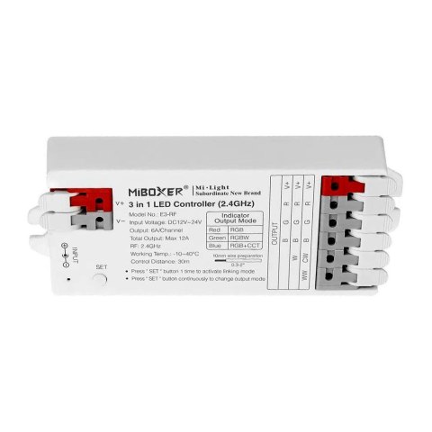 Sterownik E3-RF 2,4G 12A 3in1 RGB/RGBW/RGB+CCT szybki montaż