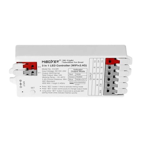 Sterownik E3-WR 2,4G WiFi 12A 3in1 RGB/RGBW/RGB+CCT szybki montaż