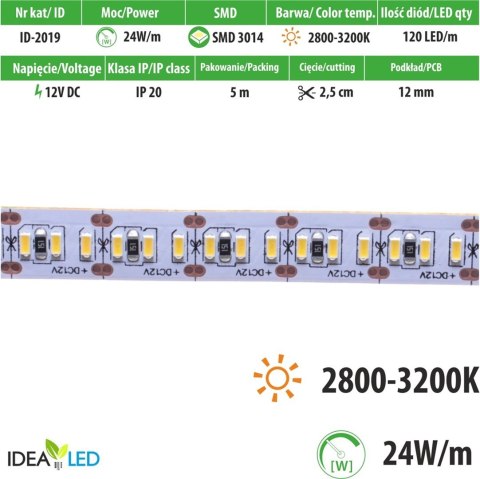 Taśma LED 240 SMD 3014 IP20 - ciepła