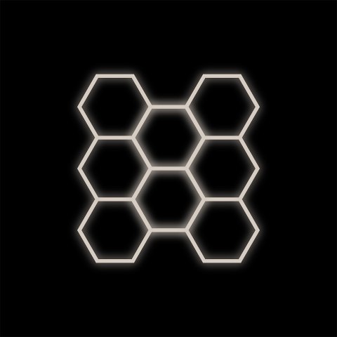 Zestaw czarny Lamp HEXAGON 8 LED 4000K