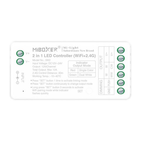 Odbiornik taśm LED MONO/CCT WI-FI, moc 12A (FUT035W+)