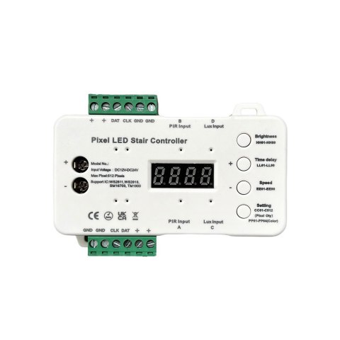 Sterownik schodowo-korytarzowy Cyfrowy LED mono/RGB 12-24V Czujnik zmierzchu i 2xPIR