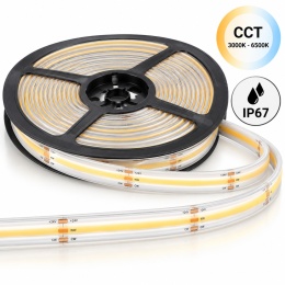 TAŚMA LED COB CCT 24V 14,4W/M 608 LED/M 3000-6500K WODOODPORNA 10METRÓW