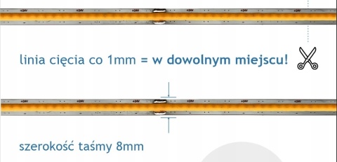 TAŚMA LED COB ROLKA 30M 24V 12W/M 528 LED/M 8MM BARWA ZIMNA 6500K UNLIMITED