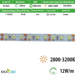 Taśma LED 120 SMD 2835 IP20 - ciepła