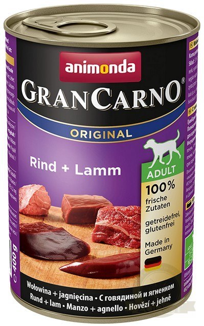 Animonda GranCarno Original Adult Rind Lamm Wołowina + Jagnięcina puszka 400g Animonda GranCarno Original Adult Rind Lamm Wołowina + Jagnięcina puszka 400g
