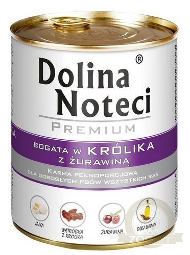 Dolina Noteci Premium Pies Królik i żurawina puszka 800g Dolina Noteci Premium Pies Królik i żurawina puszka 800g
