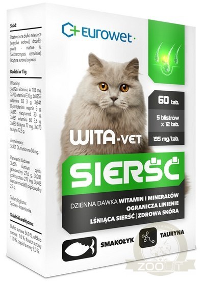 Wita-Vet Kot Sierść 60tabl. Wita-Vet Kot Sierść 60tabl.