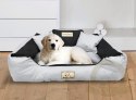 Legowisko dla psa kojec KINGDOG 75x65 cm Personalizowane Wodoodporne Jasnoszare