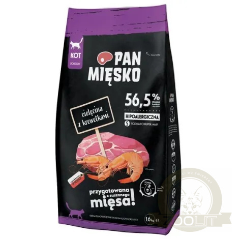 Pan Mięsko Karma sucha dla kota - cielęcina i krewetki chrupki S 1,6kg Pan Mięsko Karma sucha dla kota - cielęcina i krewetki chrupki S 1,6kg