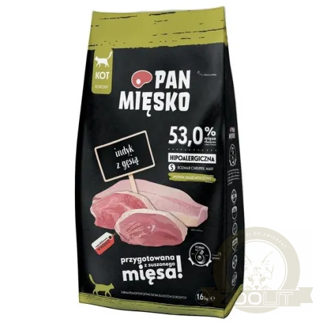 Pan Mięsko Karma sucha dla kota - indyk i gęś chrupki S 1,6kg Pan Mięsko Karma sucha dla kota - indyk i gęś chrupki S 1,6kg