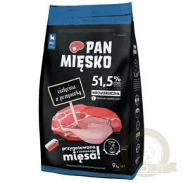 Pan Mięsko Karma sucha dla psa - dla szczeniąt cielęcina i przepiórka chrupki L 9kg