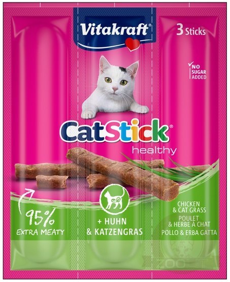 Vitakraft Cat Stick Classic kurczak + kocia trawa 3szt [58896]