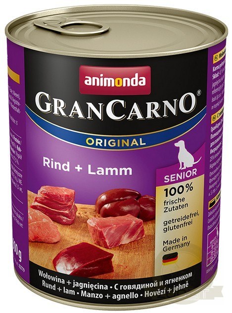 Animonda GranCarno Original Senior Rind Lamm Wołowina + Jagnięcina puszka 800g Animonda GranCarno Original Senior Rind Lamm Wołowina + Jagnięcina puszka 800g