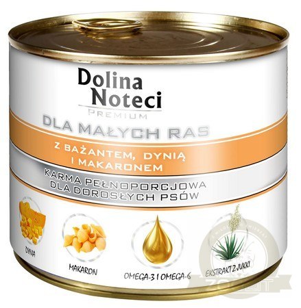 Dolina Noteci Premium Pies Mały Bażant, dynia i makaron puszka 185g Dolina Noteci Premium Pies Mały Bażant, dynia i makaron puszka 185g