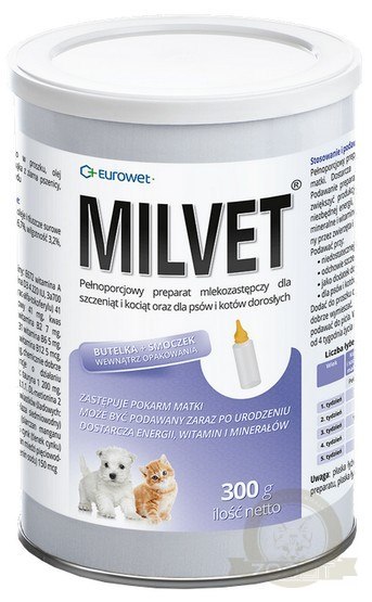 Milvet Preparat mlekozastępczy dla szczeniąt i kociąt 300g Milvet Preparat mlekozastępczy dla szczeniąt i kociąt 300g