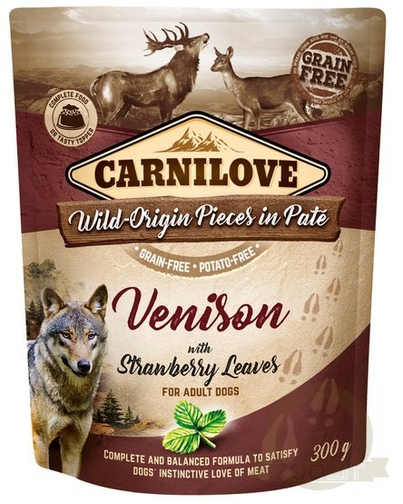 Carnilove Dog Venison & Strawberry Leaves - dziczyzna i liście truskawki saszetka 300g Carnilove Dog Venison & Strawberry Leaves - dziczyzna i liście truskawki saszetka 300g
