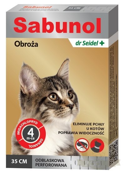 Sabunol Obroża przeciw pchłom dla kota odblaskowa 35cm Sabunol Obroża przeciw pchłom dla kota odblaskowa 35cm