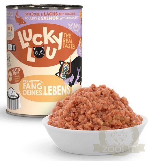 Lucky Lou Lifestage Adult Drób i łosoś puszka 400g Lucky Lou Lifestage Adult Drób i łosoś puszka 400g