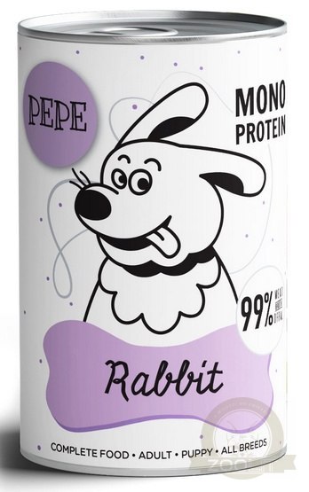 Paka Zwierzaka PEPE Rabbit (królik) puszka 400g Paka Zwierzaka PEPE Rabbit (królik) puszka 400g