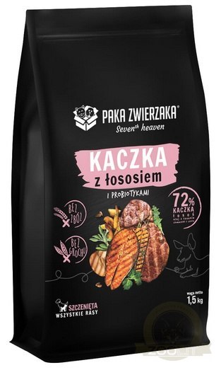 Paka Zwierzaka Seventh Heaven Puppy Kaczka z łososiem 1,5kg Paka Zwierzaka Seventh Heaven Puppy Kaczka z łososiem 1,5kg
