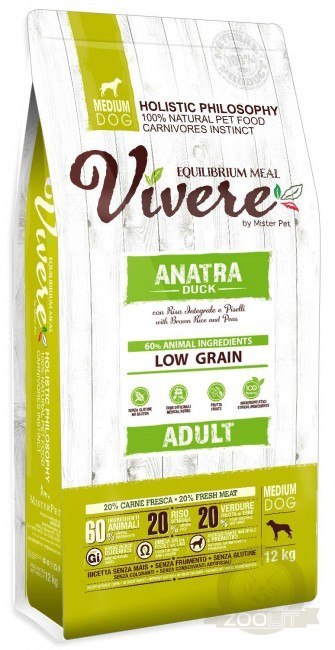 Vivere Dog Medium Adult Duck 12kg Karma Monobiałkowa z Kaczką Vivere Dog Medium Adult Duck 12kg Karma Monobiałkowa z Kaczką